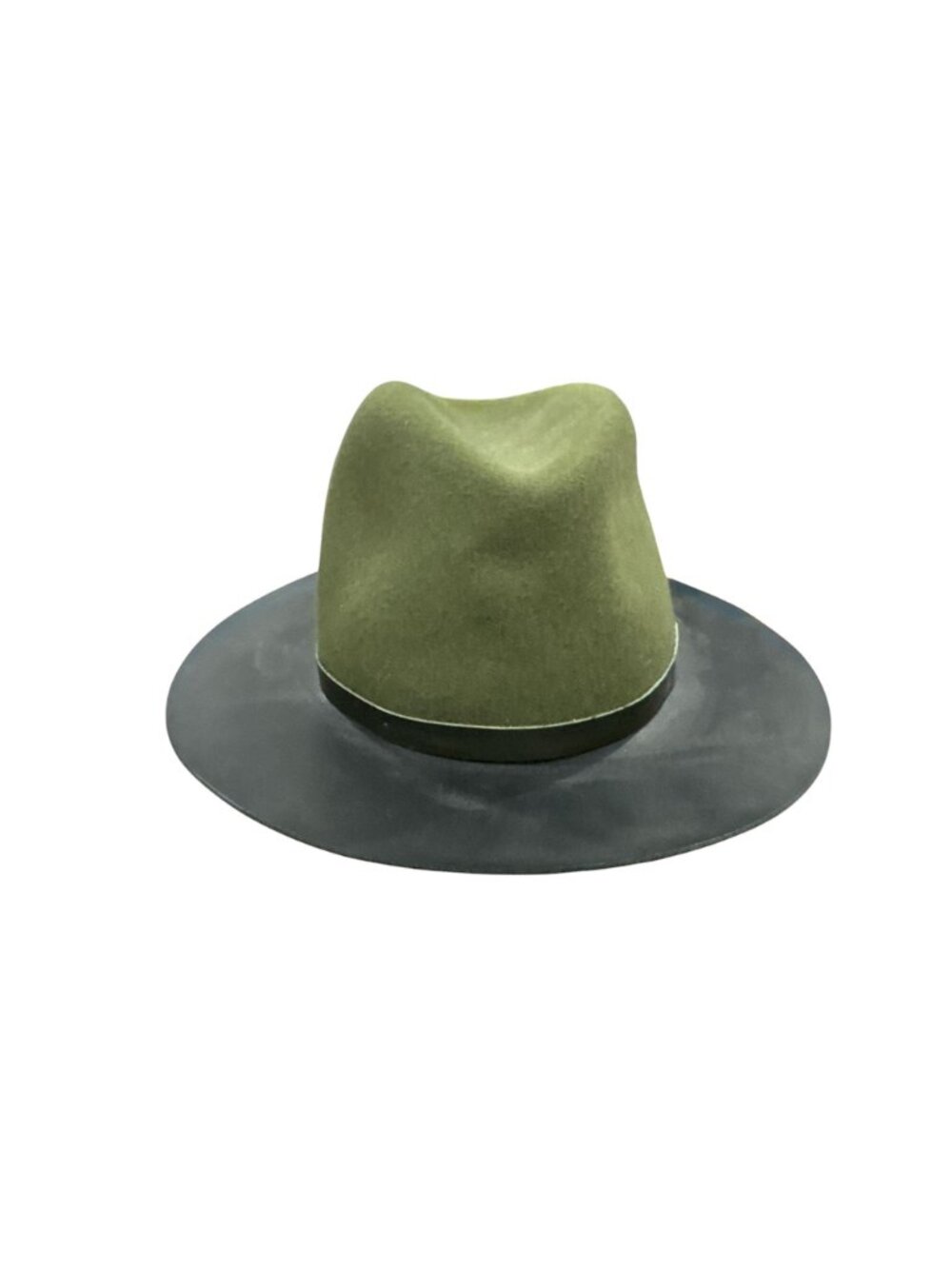 Rag & Bone Olive Green Wool Hat With Black Leather Brim Size S - Picture 7 of 7